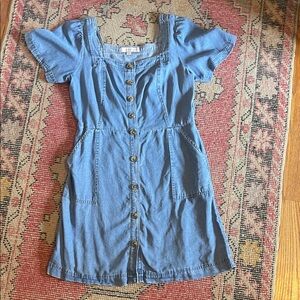 LOFT Light Blue Button-Front Denim Mini Dress